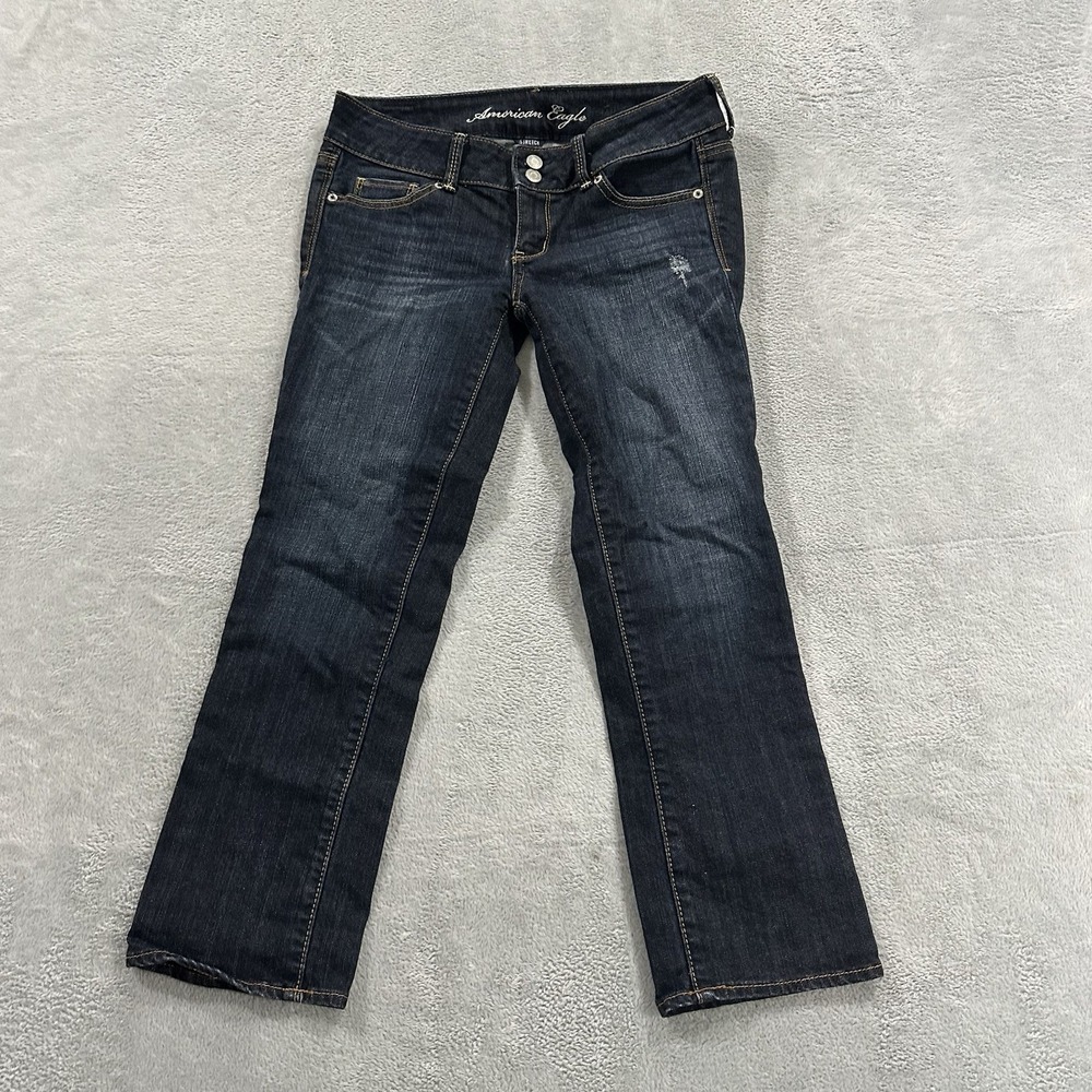 AE American Eagle Artist Jeans Women 4 Blue Denim Cropped Y2K Vtg 90s